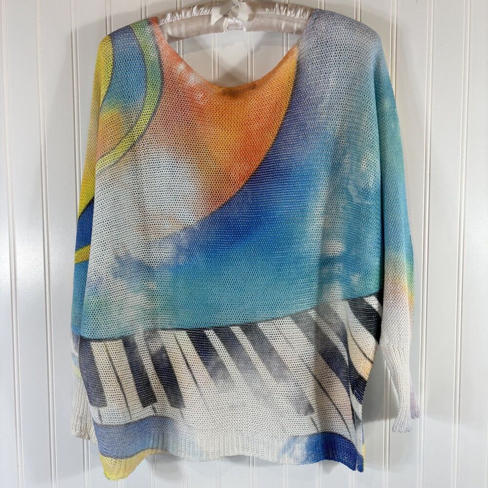 Bella Amore Made in Italy Women Top Size S Art to Wear Music Piano Teacher Artsy - Picture 2 of 12